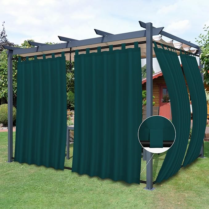 Easy-Going Outdoor Patio Curtains 2 Panels, 54x84 inch, Teal | Privacy by Easy-Going