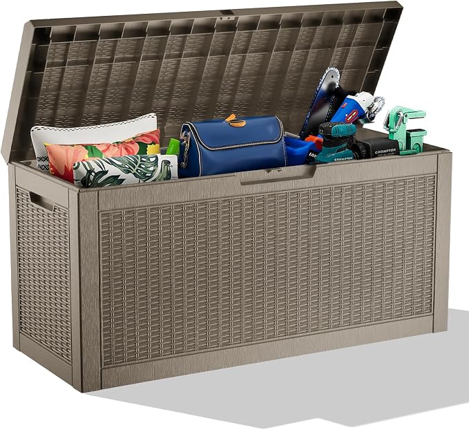 PatioZen 70 Gallon Deck Box Outdoor, Weatherproof Resin Patio Storage Box by OutdoorLivingPerfected