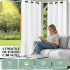 Outdoor Curtains for Patio Waterproof 6 Panels, Porch Sun Shade | Weatherproof - Image 3