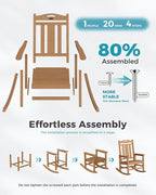 Oversized Outdoor Rocking Chairs Set of 3, 380lbs Heavy-Duty Large Patio Rocker - Image 9