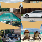 16' x 16' x 16' Triangle Sun Shade Sail, 185 GSM HDPE, Sand | 95% UV block - Image 7