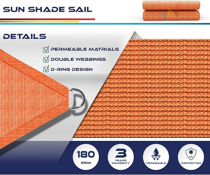Windscreen4less 7' x 7' x 7' Sun Shade Sail Triangle Outdoor Canopy Cover UV - Image 3