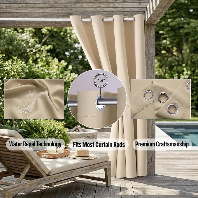 Outdoor Patio Curtain Waterproof Darkening Thermal Insulated Indoor Curtains - Image 5