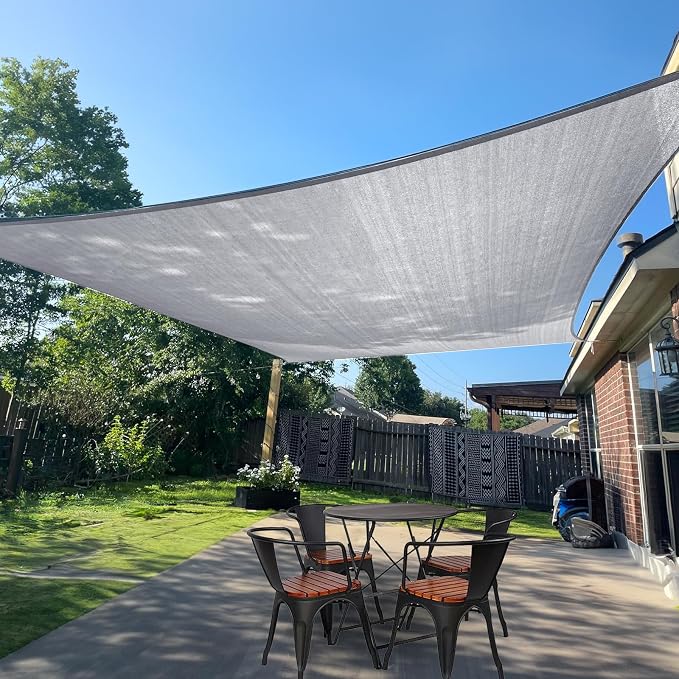 Sun Shade Sail 8' x 12' Silver Grey Rectangle Outdoor Canopy Cover | Outdoor by SUNLAX