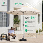 JEAREY 9FT Outdoor Patio Umbrella, Market Umbrella, Cream Beige | Outdoor Table - Image 3