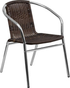 EMMA + OLIVER Dark Brown Metal Indoor-Outdoor Stackable Chair | Poly Resin Seat - Image 5