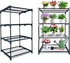 2 Pack Plant Stand Indoor Plant Shelf Outdoor, 4 Tier Metal Greenhouse Shelves by GreenGiggle