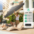 JEAREY 9' Patio Umbrella with Solar Lights, LED Umbrella, Jet Black | Outdoor - Image 4