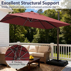 9' X 12' Cantilever Patio Umbrella Rectangle Outdoor Umbrella, 6-Level Tilt & - Image 2