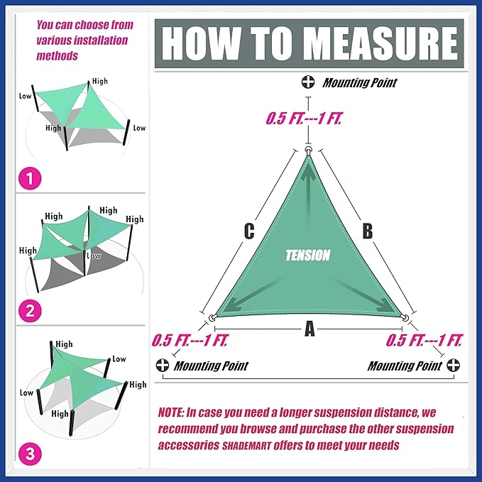 9' x 13' x 15.8' Brown Sun Shade Sail UPF50 Right Triangle SMTAPT12 Canopy - Image 6