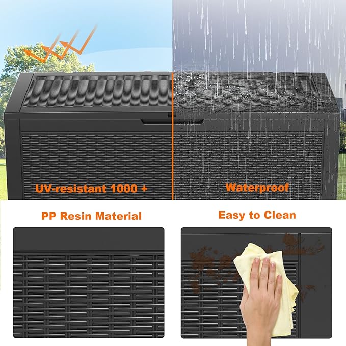125 Gallon Outdoor Storage Box, Large Waterproof UV Resistant Deck Box - Image 4