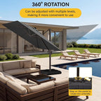 10x10FT Cantilever Outdoor Umbrella, 360° Rotating Large Offset Square Patio - Image 6