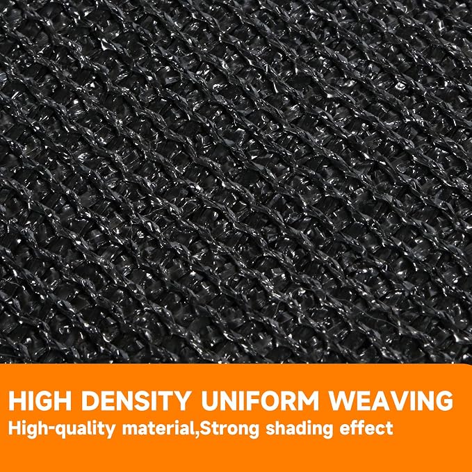 90% Shading Rate 10'x10' Black Shade Cloth, UV Resistant Durable Mesh Tarp - Image 4