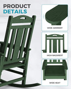 Oversized Outdoor Rocking Chairs Set of 4, 380lbs Heavy-Duty Large Patio Rocker - Image 5