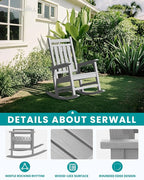 SERWALL Outdoor Rocking Chair Set of 2, Sliver Gray | 21.1" Widened Seat adds - Image 4