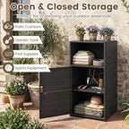 Tangkula Rattan Outdoor Storage Cabinet, Patiojoy PE Wicker Outdoor Cabinet - Image 3