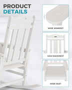 Oversized Outdoor Rocking Chairs Set of 4, 380lbs Heavy-Duty Large Patio Rocker - Image 6
