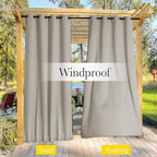 NICETOWN 2 Panels Thermal Outdoor Curtains Windproof W52xL72 Natural | Weighted - Image 6