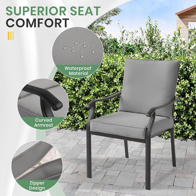 LVUYOYO Outdoor Patio Dining Chairs Set of 2, Metal Stackable Chairs Set - Image 5