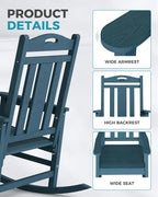 Oversized Outdoor Rocking Chairs Set of 6, 380lbs Heavy-Duty Large Patio Rocker - Image 6