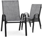 24.4" Outdoor Patio Stackable Chairs Set of 4, Outside Furniture by Villeston