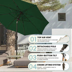 9FT Large Outdoor Patio Umbrella Pool Market Umbrella-UV Resistant, Easy Push - Image 6