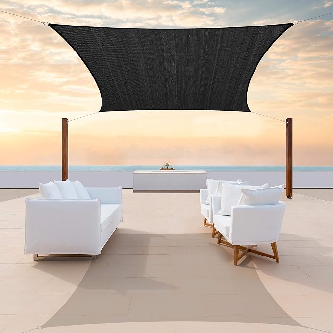 Colourtree TAPR0810 Custom Size 16' x 16' Black Sun Shade Sail UPF50 Canopy UV by ColourTree