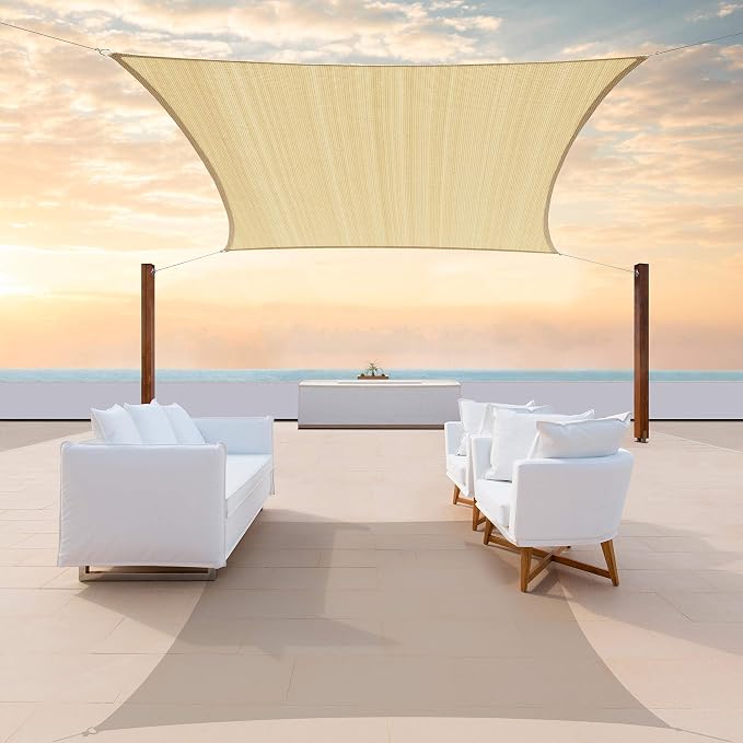 Colourtree CTAPR1220 Custom Size 11' x 13' Beige Sun Shade Sail Canopy UV Block by ColourTree