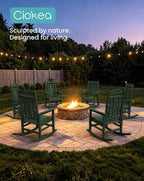 Oversized Outdoor Rocking Chairs Set of 6, 380lbs Heavy-Duty Large Patio Rocker - Image 5