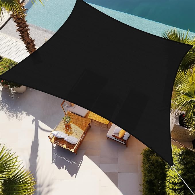 Shade&Beyond 4'x4' Sun Shade Sail Canopy Rectangle, UV Block Breathable Black by ShadeBeyond