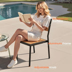 Pellebant Stackable Outdoor Patio Dining Chairs Set of 6 | Aluminum Armless - Image 4