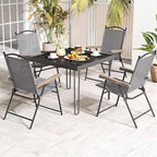 GIANTEX Set of 4 Patio Folding Chairs, Outdoor Patio Dining Chairs w/Armrest - Image 2