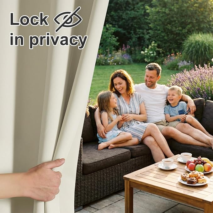 RYB HOME Extra Wide Outdoor Curtains 2 Panels or Patio Waterproof | Blackout - Image 6
