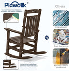 Oversized HDPE Outdoor Rocking Chair Set of 2, All-Weather, Coffee | Heavy Duty - Image 7
