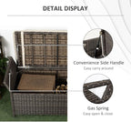 Outsunny 29 Gallon Patio Wicker Storage Bench Outdoor PE Rattan Red | Furniture - Image 7