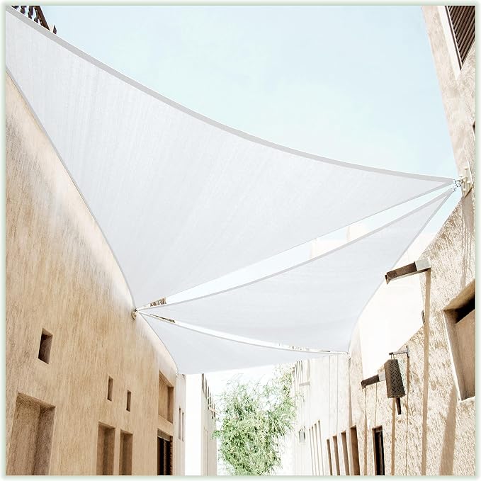 ColourTree 8' x 8' x 8' White Sun Shade Sail Triangle CTSLT8 by ColourTree