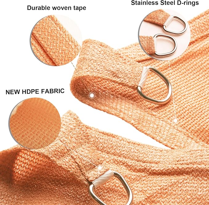 Sun Shade Sail 18' x 18' x 18' Peach Fuzz Triangle Custom Size | 95% UV Block - Image 3