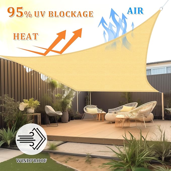 Shade&Beyond 8'x16' Sun Shade Sail Canopy Rectangle, UV Block Breathable Curved - Image 2