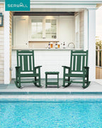 SERWALL Oversized Outdoor Rocking Chair, Patio HDPE Rocking Chair, All Weather - Image 2