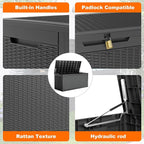 PatioZen 120 Gallon Resin Deck Box, Lockable Weatherproof Outdoor Storage Box - Image 3