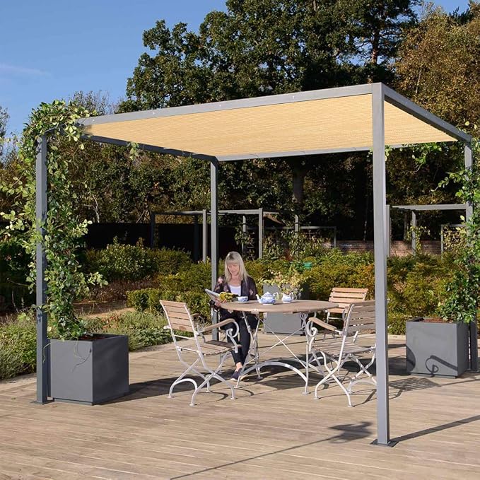 Eden's Decor Straight Flat-Edged 7' x 13' Beige Sun Shade Sail Rectangular - Image 6