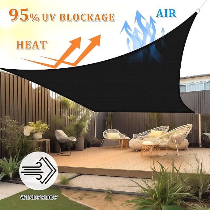 Shade&Beyond 8'x15' Sun Shade Sail Canopy Rectangle, UV Block Breathable Black - Image 2