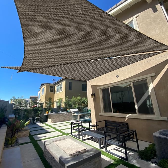 Sun Shade Sail 10'x12'x15.6' Brown Triangle Shade Cover Custom Size | 95% UV by SUNLAX