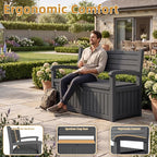 Garden Bench, Outdoor Storage Bench, Resin Patio Furniture Seating | - Image 6