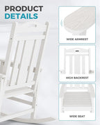 Oversized Outdoor Rocking Chairs Set of 6, 380lbs Heavy-Duty Large Patio Rocker - Image 7