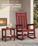Oversized Outdoor Rocking Chair Set of 2, HDPE Patio Rockers - Image 6