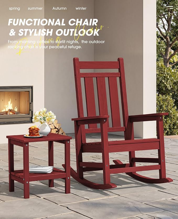 Oversized Outdoor Rocking Chair Set of 2, HDPE Patio Rockers - Image 6