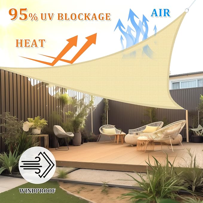 Shade&Beyond Custom Sun Shade Sail 15'X19'X24.2'Triangle Sun Sail Shades Patio - Image 2