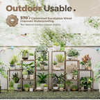 Bamworld 2 Sets of Package Plant Stands Indoor Wood Plant Shelf Outdoor | - Image 2