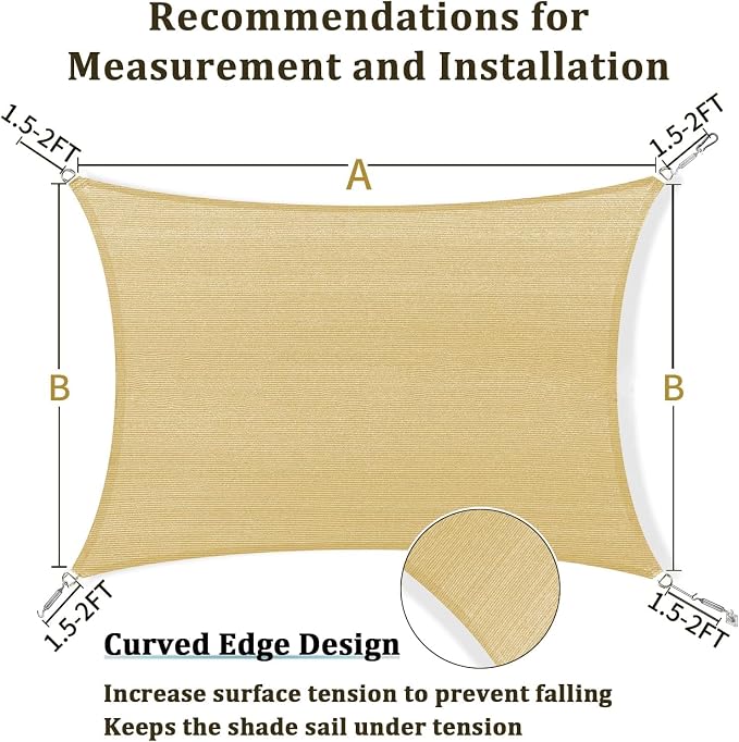 Shade&Beyond 10'x14' Sun Shade Sail Canopy Rectangle, UV Block Breathable - Image 5